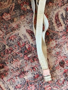 Off-White Beige Webbing Belt with Pink-Tinted Buckle
